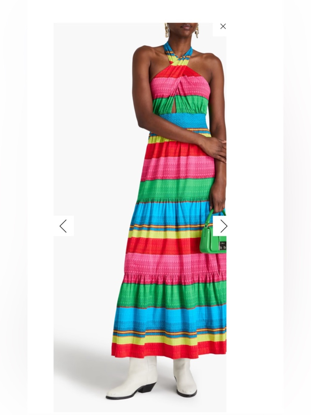 Alice + Olivia Lyndon Striped Halter Maxi Dress size 4 NWT
